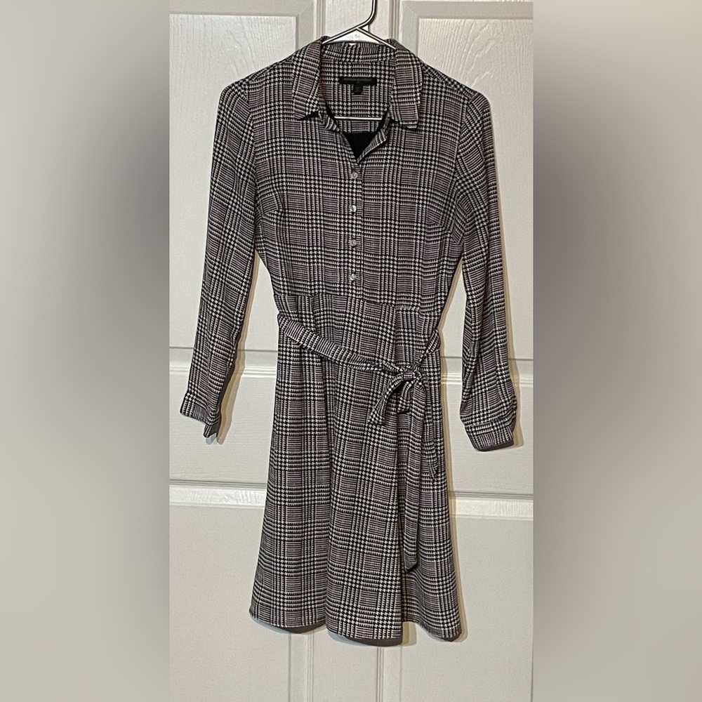 Banana Republic Petite Women's Size 2 Plaid Houndstooth Midi Dress